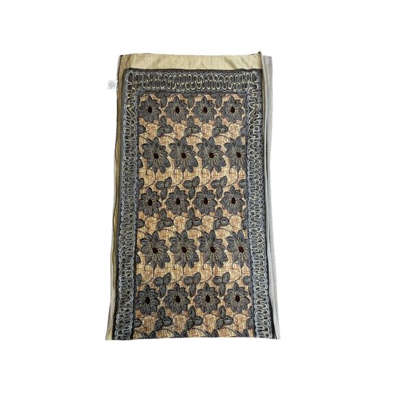 ISA & STEF WOMEN'S SHEER FLORAL & GILTTER SCARF WITH FRINGE - Picture 1 of 4
